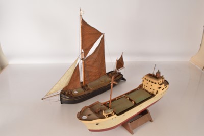 Lot 765 - Pair of plastic kitbuilt  Coaster and Thames Barge pond models (2)