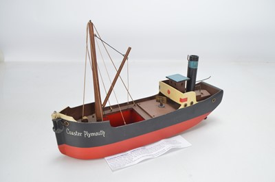 Lot 773 - Uncommon pre-war German made model of Deep sea Coaster 'Plymouth' with clockwork mechanism made for Gamage's of London