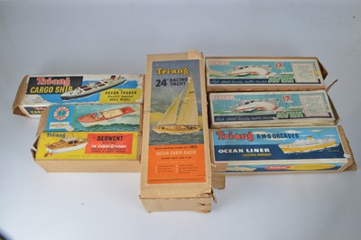 Lot 779 - Collection of Tri-ang Penguin and Scalex boxed Pond boats and Yacht (7)