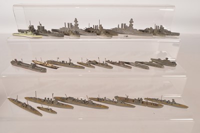 Lot 781 - Various approx 1:1250 scale or similar metal Naval Waterline Ships  by various makers (25)