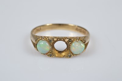 Lot 7 - A 9ct gold bracelet, An 9ct gold 3 stone opal dress ring