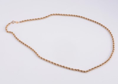 Lot 10 - A 9ct gold rope necklace