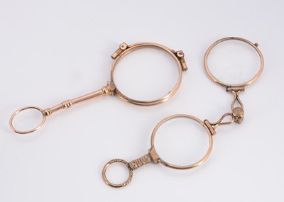 Lot 20 - Two sets of yellow metal lorgnettes