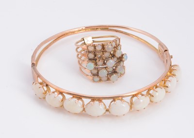 Lot 31 - A 14ct gold opal harem ring & 14ct gold 9 stone opal bangle