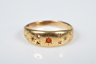 Lot 36 - A yellow metal Edwardian gem set gypsy set ring