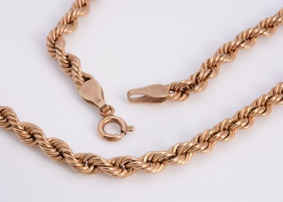 Lot 46 - A 9ct gold rope chain