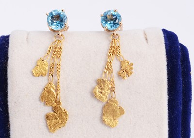 Lot 47 - A pair of 14ct zircon drop earrings