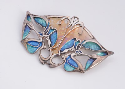 Lot 51 - A large & glass & enamel Pat Cheney 'Chene d'Glas' brooch