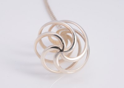 Lot 63 - A silver Tiffany & Co spiral pendant necklace, in turquoise box marked Tiffany & Co