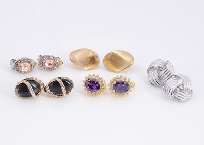 Lot 70 - Five pairs of clip back costume earrings