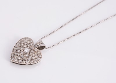 Lot 72 - A 18ct white gold pave set heart pendant necklace