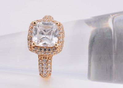 Lot 76 - A 14ct gold dress ring with princess cut gem