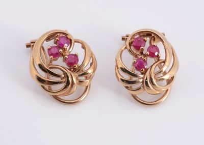 Lot 80 - A 9ct gold ruby set clip on earrings