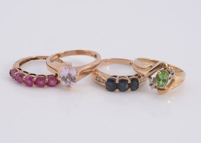 Lot 81 - Four 9ct gold gem set rings