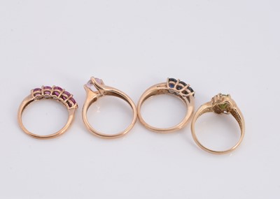 Lot 81 - Four 9ct gold gem set rings