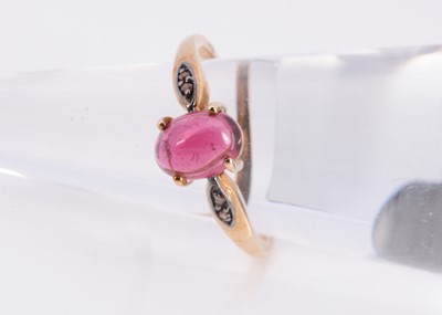 Lot 90 - A 9ct gold rubellite & diamond dress ring