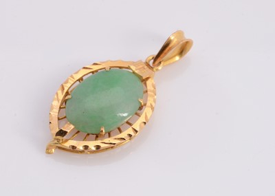 Lot 115 - A jadeite jade oval pendant