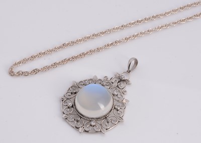Lot 116 - A moonstone & diamond arts & crafts style pendant