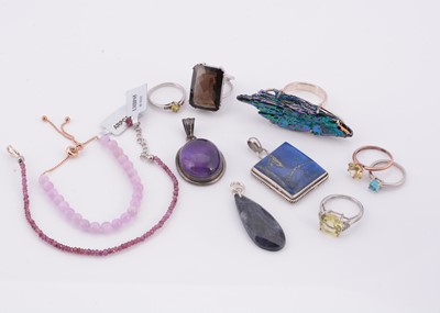 Lot 135 - A collection of stone set rings, pendants & bracelets