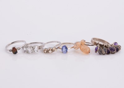 Lot 139 - A collection of silver various coloured gem set rings