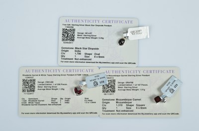 Lot 147 - A collection of silver gemporia cert gem set pendants