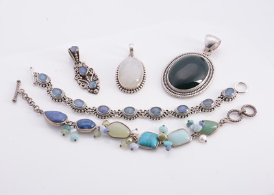 Lot 162 - A collection of gem set bracelets & pendants