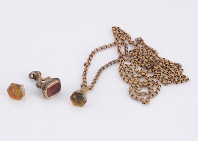 Lot 173 - A pinchbeck chain & fobs