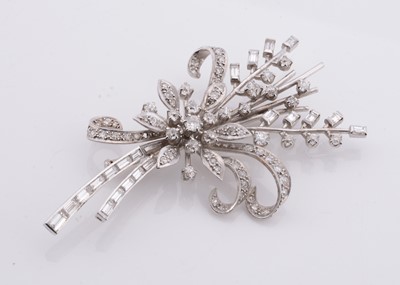 Lot 191 - A 18ct white gold diamond set statement spray floral brooch