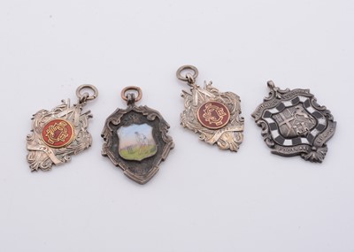Lot 205 - A collection of silver enamelled sporting medallions