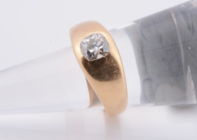 Lot 219 - A 18ct gold cushion diamond gypsy set ring