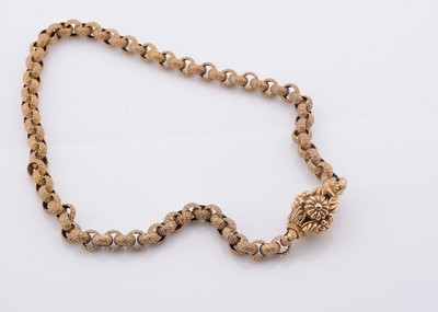 Lot 229 - A fancy gold belcher chain necklace with flower clasp