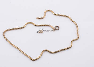 Lot 230 - A yellow metal snake chain necklace
