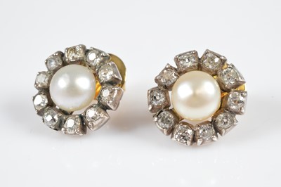 Lot 251 - A pair of pearl and old cut diamond ear studs