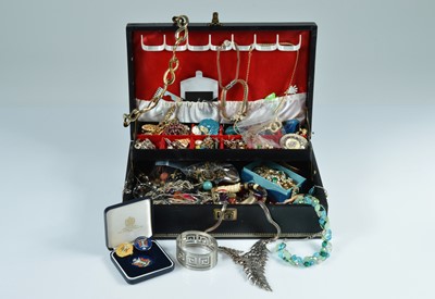 Lot 266 - A 8ct ring & large collection of costume jewellery in jewellery box