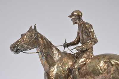 Lot 318 - A late Victorian silver plated model of a race horse and jockey by Elkington & Co and designed by Adrian Jones