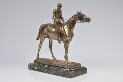 Lot 318 - A late Victorian silver plated model of a race horse and jockey by Elkington & Co and designed by Adrian Jones