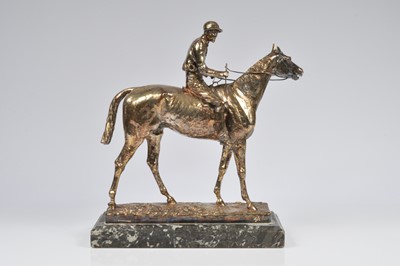Lot 318 - A late Victorian silver plated model of a race horse and jockey by Elkington & Co and designed by Adrian Jones