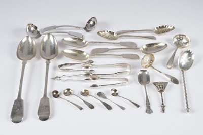 Lot 337 - A collection of silver and silver plated flatware