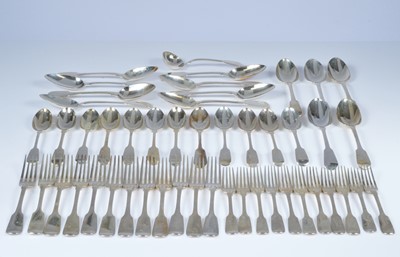 Lot 347 - A Georgian and Victorian harlequin part canteen of cutlery