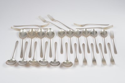 Lot 364 - A 1960s silver canteen of cutlery for six by Walker & Hall