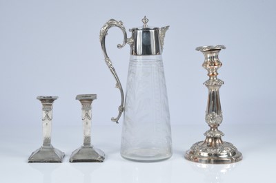 Lot 375 - A mid 20th century glass and silver plated Claret jug