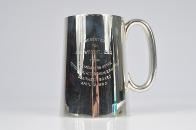 Lot 386 - A George VI silver presentation tankard by HA
