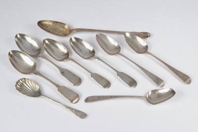 Lot 409 - A group of nine Georgian & later spoons