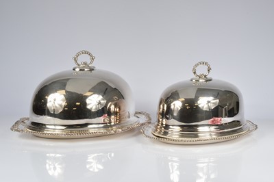 Lot 416 - Two late Victorian silver plated meat dishes & covers