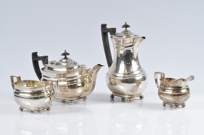 Lot 424 - A 1950s silver four piece coffee and tea set