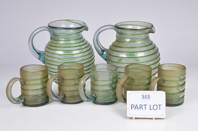Lot 35 - A set of early 20th century continental glass tankards and pair of jugs