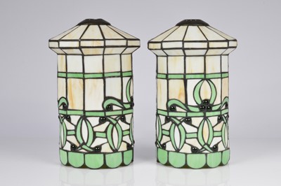 Lot 36 - A pair of second half 20th century Art Nouveau style stained glass lamp shades