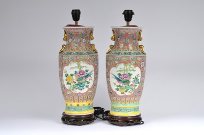Lot 50 - A pair of 20th century Chinese porcelain lamp bases
