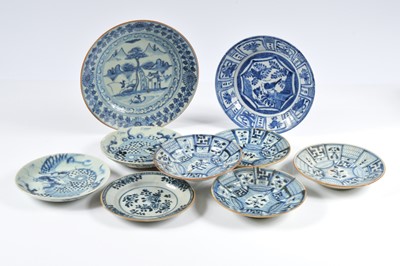 Lot 86 - Nine antique Chinese blue and white porcelain plates