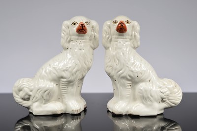 Lot 91 - A pair of Victorian Staffordshire pottery spaniels